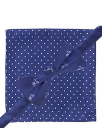 City of London Bow Tie And Pocket Square Set Blue Scooterspolka Dots