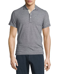 Billy Reid Smith Mini Dot Print Short Sleeve Polo Shirt Navy