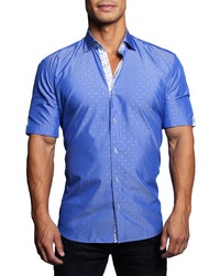 Maceoo Galileo Regular Fit Dot Short Sleeve Button Up Shirt