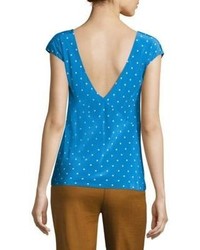 Diane von Furstenberg V Back Polka Dot Silk Blouse