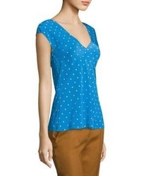 Diane von Furstenberg V Back Polka Dot Silk Blouse