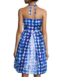 Kay Unger New York Polka Dot Party Dress Bluewhite