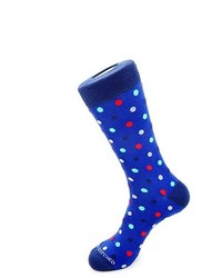 Unsimply Stitched Medium Polka Dots Socks Royal Blue