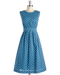 Emily And Fin Ltd Too Much Fun Dress In Blue Dots Long