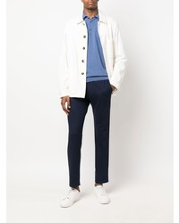 Canali Fine Knit Long Sleeve Polo Shirt