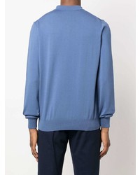 Canali Fine Knit Long Sleeve Polo Shirt