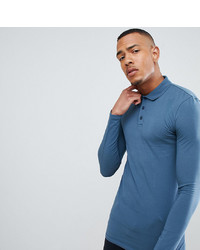 ASOS DESIGN T Sleeve Polo In Jersey In Blue