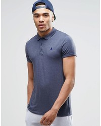 Asos Brand Muscle Jersey Polo With Roll Sleeve In Navy