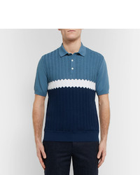 Tod's Colour Block Knitted Cotton Polo Shirt
