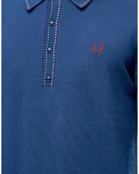 Fred Perry Laurel Wreath Knit Polo Shirt Long Sleeve Broken Tipped In Slim Fit