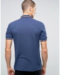 Fred Perry Polo Shirt With Tipping In Service Blue