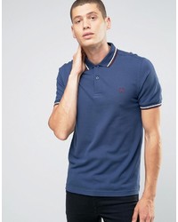Fred Perry Polo Shirt With Tipping In Service Blue