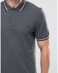Fred Perry Polo Shirt With Twin Tipping In Graphite Marl