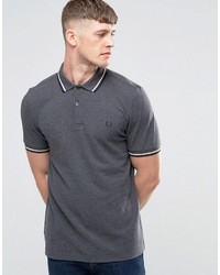 Fred Perry Polo Shirt With Twin Tipping In Graphite Marl