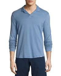 Orlebar Brown Miles Long Sleeve Polo Shirt Deepest Blue