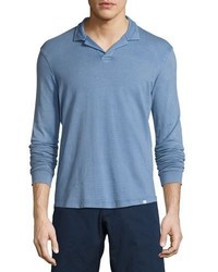 Orlebar Brown Miles Long Sleeve Polo Shirt Deepest Blue