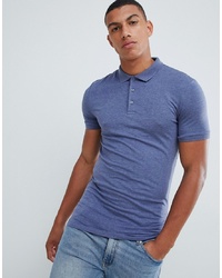 ASOS DESIGN Muscle Fit Jersey Polo In Blue