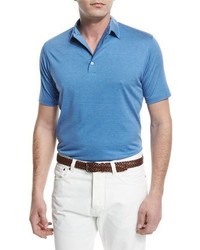Isaia Pelleovo Jersey Polo Shirt Blue