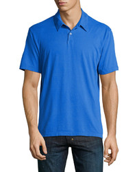 James Perse Short Sleeve Jersey Polo Shirt Blue