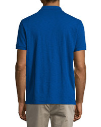 Vince Short Sleeve Slub Polo Shirt Vibrant Blue