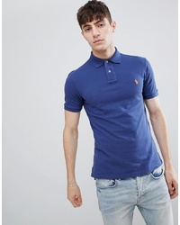 Polo Ralph Lauren Slim Fit Pique Polo Player Logo In Blue