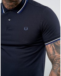 Fred Perry Slim Fit Twin Tipped Polo Shirt Navy