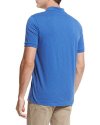 Vince Slub Cotton Polo Shirt Bright Blue