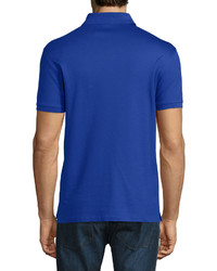 Ralph Lauren Snapzip Pique Polo Shirt Cobalt Blue