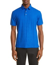 Emporio Armani Triangle Tonal Polo Shirt In Solid Medium Blue At Nordstrom
