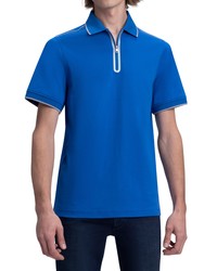 Bugatchi Zip Placket Polo In Classic Blue At Nordstrom