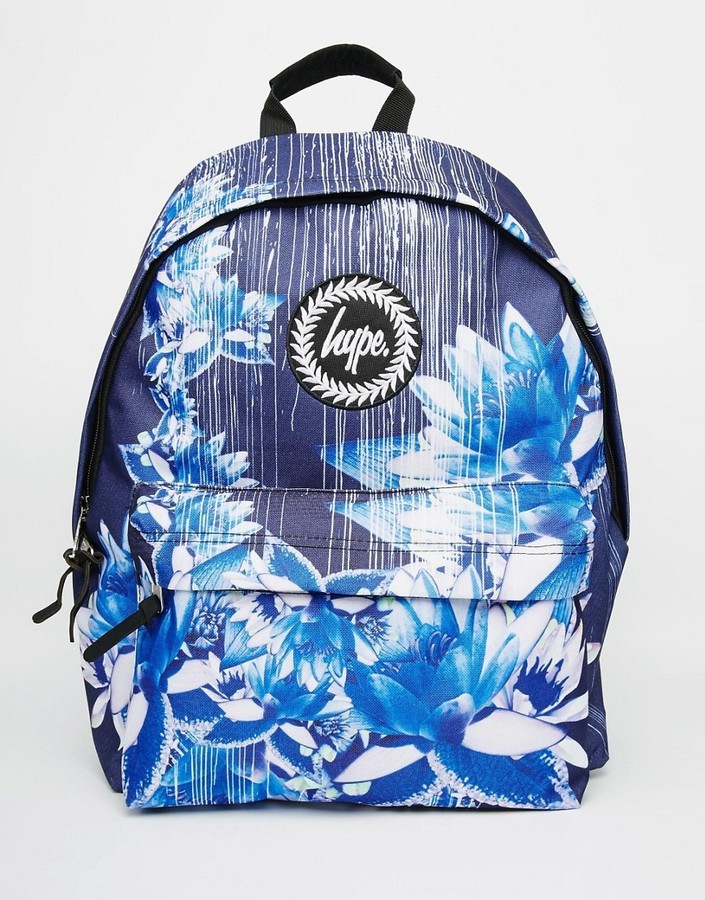 Hype Backpack In Navy Digital Floral Print 43 Asos Lookastic Com