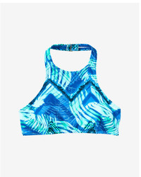 Express Printed High Neck Halter Bikini Swim Top