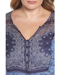 Lucky Brand Plus Size Mixed Print Top