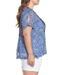 Lucky Brand Plus Size Mixed Print Top