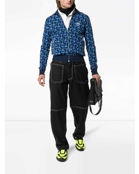 Prada Contrast Print Knitted Bomber Jacket