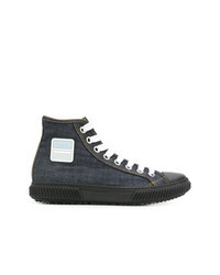 Blue Print Canvas High Top Sneakers