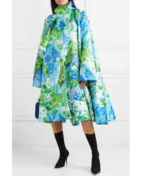 Richard Quinn Oversized Floral Print Duchesse Satin Coat