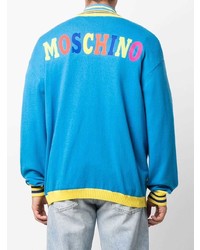 Moschino Colour Blocked Logo Cashmere Blend Cardigan