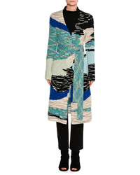 Missoni Mixed Intarsia Belted Oversize Cardigan Blue Flame