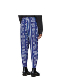 Homme Plissé Issey Miyake Blue Ikat Pleated Trousers