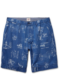 Faherty Printed Cotton And Linen Blend Shorts