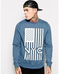 Asos Sweatshirt With Nyc Print Blue
