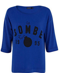 River Island Blue Brushed Le Bombe Print Sweatshirt
