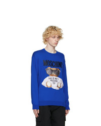 Moschino Blue Cotton Micro Teddy Bear Sweater