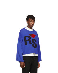 Raf Simons Blue Wool Cropped Oversized Rs Sweater