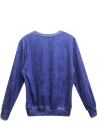 Choies Blue Sweatershirt With Sun And Moon Print