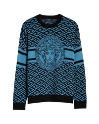 Versace La Greca Medium Jacquard Wool Blend Sweater