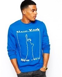 Asos Sweatshirt With New York Print Blue