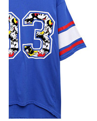 93 Print Round Neck Baseball T Shirt