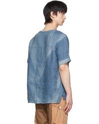 Jiyong Kim Blue Linen T Shirt
